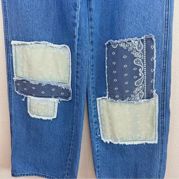 PacSun Eco Bandana Patch High Waisted Baggy Jeans Size 25 - Picture 7 of 15